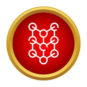 Network connection structure icon on red button 스톡 일러스트