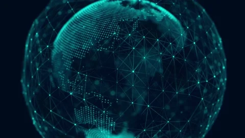 Network connection structure. Technology with digital connecting data on planet. Stock Footage 169360386