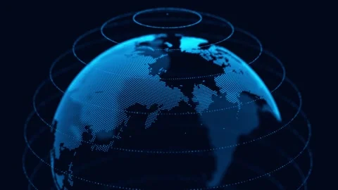 Network connection structure. Technology digital connecting data on planet. Stock Footage 169360434