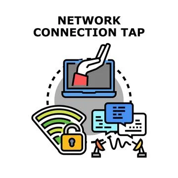 Network connection tap concept illustrating data interception Stock Illustration