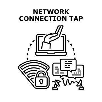 Network connection tap concept illustrating data interception Stock Illustration