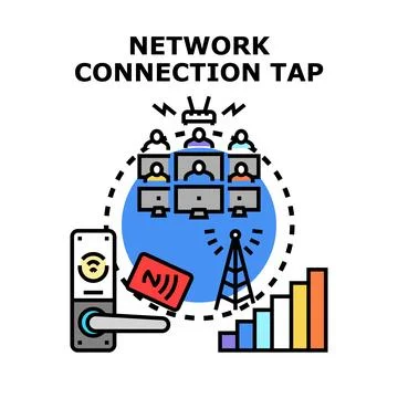 Network connection tap concept securing digital access Illustrazione stock