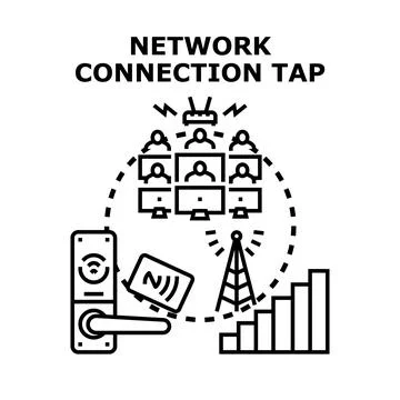 Network connection tap concept securing digital access 库存插图