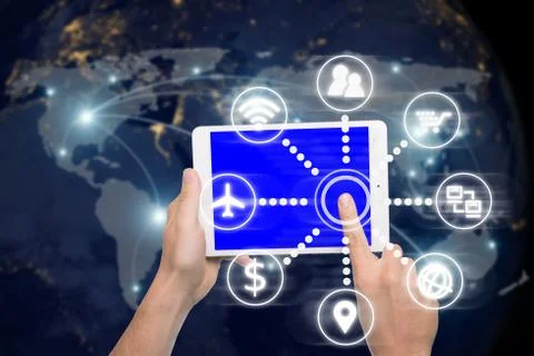 Network connection technology concept - Network connection partnership and wo Stock Photos