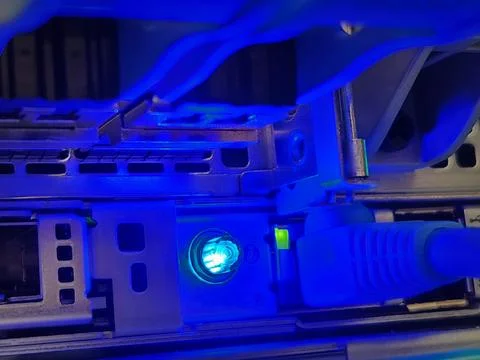 Network connection technology with network switch router, ethernet cables and Stock Photos