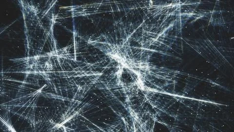Network Connection Web of White Glowing Lines and Data Points 스톡 일러스트
