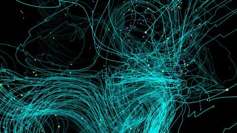 Network Connection in wireframe drawing with data Stock Illustration