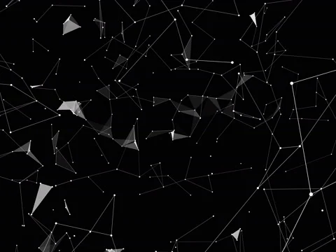 Network of connections. 4k. 4096 x 3072.Plexus fantasy abstract technology Stock Footage 94976751