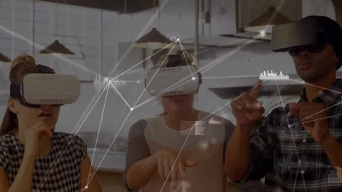 Network of connections against african network of connections over woman running Stock Footage 330657744