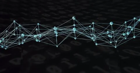 Network of connections and binary coding, data processing image 写真素材