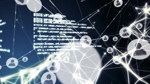 Network connections and coding animation over digital icons and text Stock Footage 328303945
