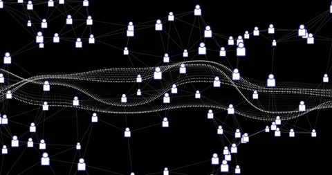 Network of connections and data flow animation over black background Stock Footage 327124863
