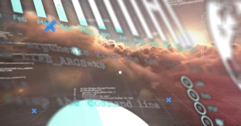 Network of connections and data points image over calendar timeline Stockfoto's