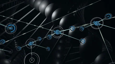 Network of connections and data processing animation over DNA strand background Stock-Footage 303608944
