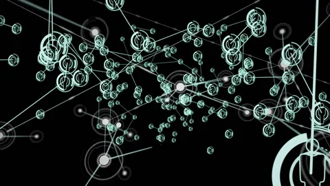 Network of connections and data processing animation over black background Stock Footage 303616547