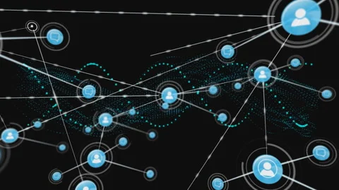 Network of connections and data processing animation over black background Stock Footage 303950138