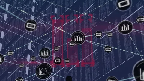 Network of connections and data processing animation over digital background 库存影片 304764839