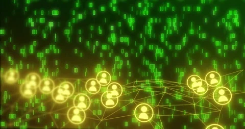 Network of connections and data processing animation over binary code background Stock Footage 304767879