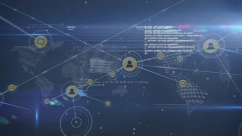 Network of connections and data processing animation over world map background Stock Footage 304843343