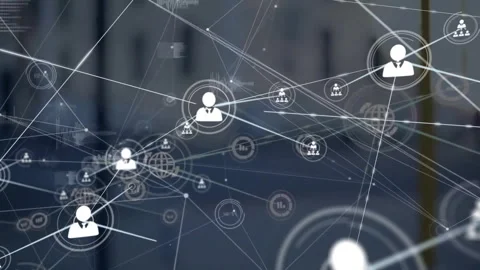 Network of connections and data processing animation over blurred background Stock Footage 304932689