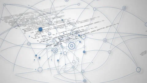 Network of connections and data processing animation over blurred text document Stock Footage 305133881