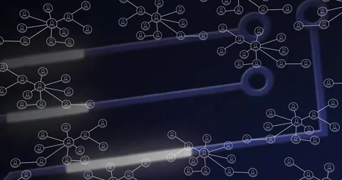Network of connections and data processing animation over dark background Stock Footage 305862593