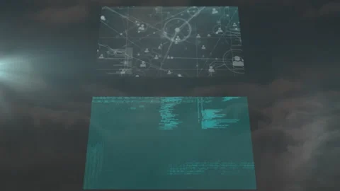 Network of connections and data processing animation over dark background Stock Footage 305894047