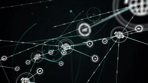 Network of connections and data processing animation over dark background Stock Footage 306274507