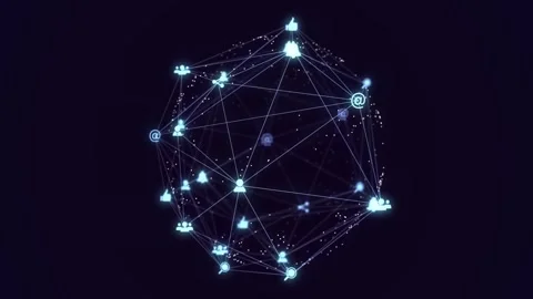 Network of connections and data processing animation over dark background Stock Footage 329968539