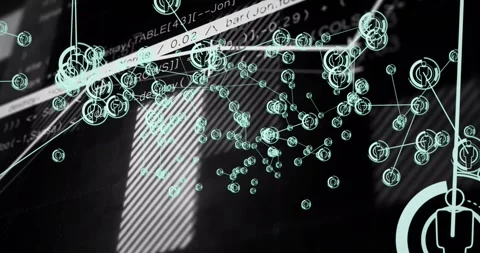 Network of connections and data processing animation over dark background Stock Footage 330179819