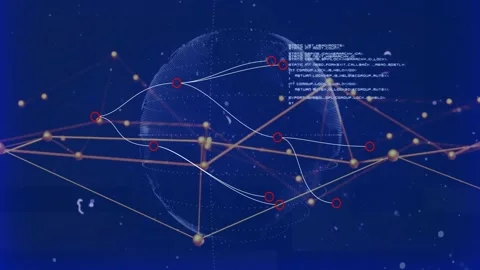Network of connections and data processing animation over digital globe Stock Footage 330772019