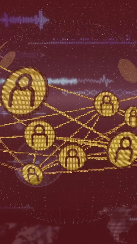 Network of connections and data processing animation over digital globe on red Stock Footage 341927898