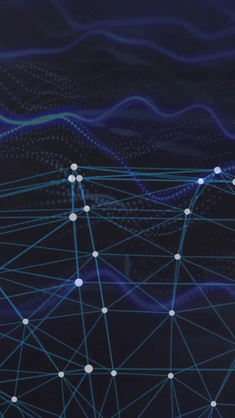Network of connections and data processing animation over abstract dark Stock Footage 342997259