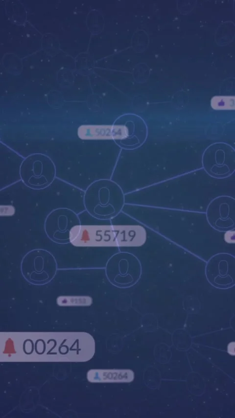 Network of connections and data processing animation over dark blue background Stock Footage 344403945