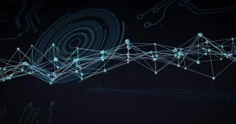 Network of connections and data processing image over digital interface イラスト素材