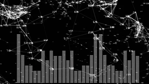 Network of connections and data visualization animation over bar graph Video stock 303540572