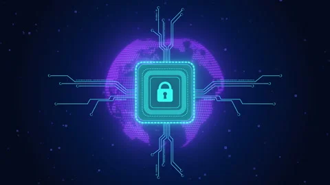 Network of connections and globe with padlock icon Stock Footage 347118867