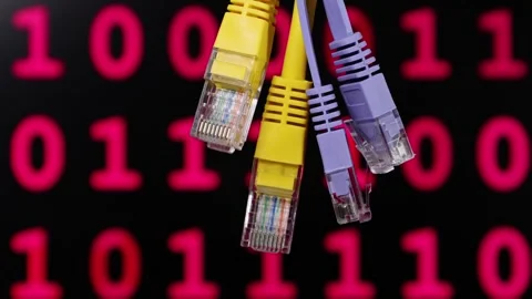 Network connections and internet concept with ethernet cables and bina Stock Footage 336965780