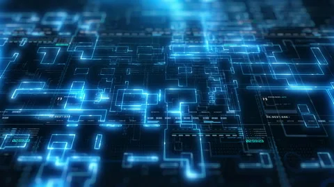 Network Connections in Data Center Simulation Stock Footage 338211454
