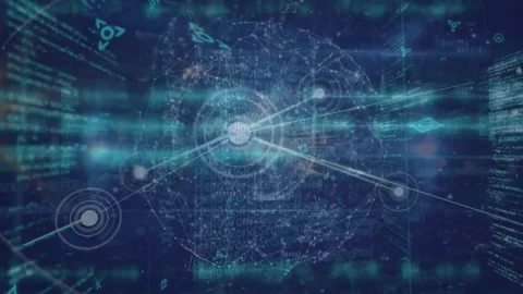 A network of connections with data processing over the globe Stock Footage 327527275