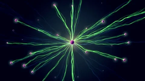 Network connections explosion green plasma neon cloud abstract background Stock Footage 83710960