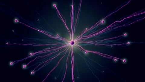 Network connections explosion purple plasma neon cloud abstract background Stock Footage 83711212