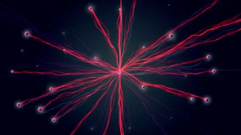 Network connections explosion red plasma neon cloud abstract background Stock Footage 83711295