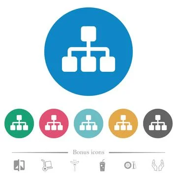 Network connections flat round icons Stock Illustration
