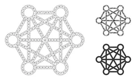 Network Connections Vector Mesh Network Model and Triangle Mosaic Icon Illustrazione stock