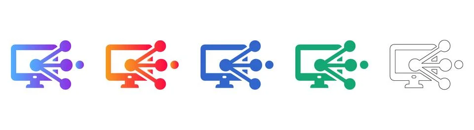 Network Connectivity and Data Hub Icons Stock Illustration