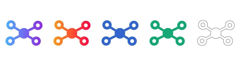Network Connectivity and Node Structure Icons 스톡 일러스트