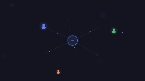 Network connectivity corporate tech scene. Flat design dark mode Stock Footage 342621456