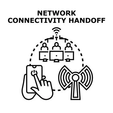 Network connectivity handoff between devices and users Illustrazione stock