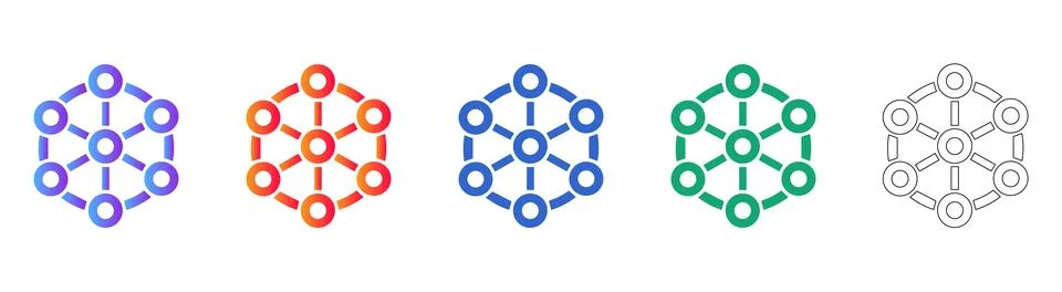 Network Connectivity Hexagon Node Icons Illustrazione stock